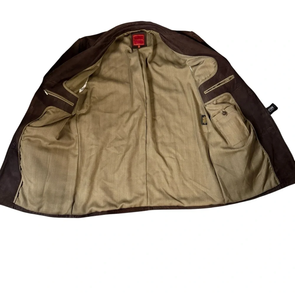 Vintage Mens Medium Cole Haan Country Brown Suede Calfskin Coat Jacket - Picture 3 of 7